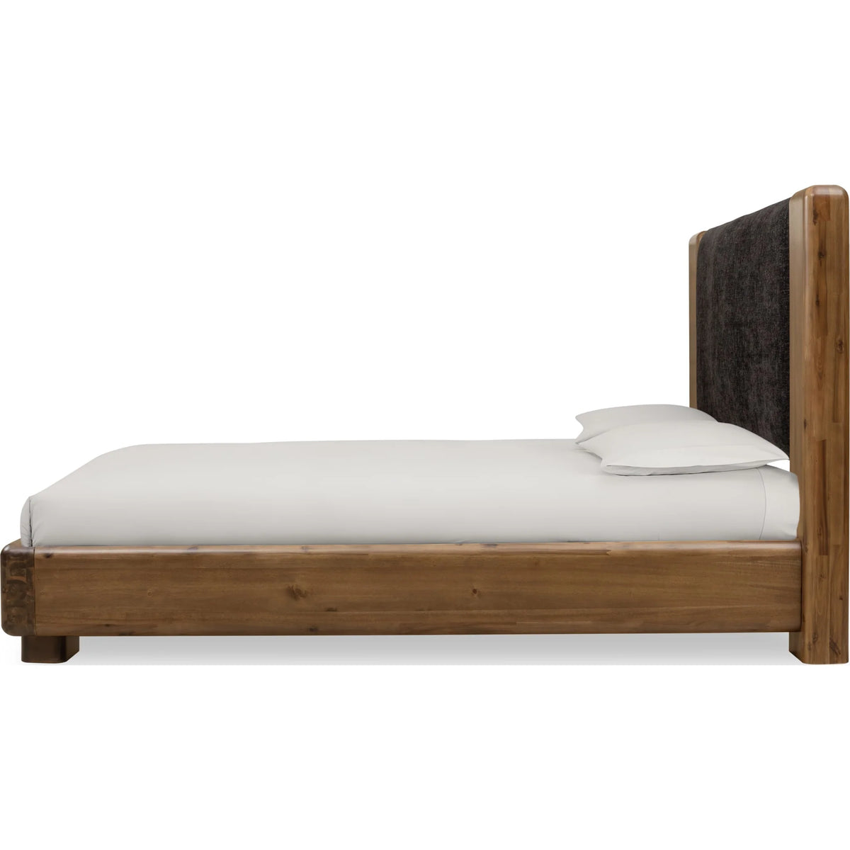 Boka Chenille Upholstered Acacia Wood Platform Bed