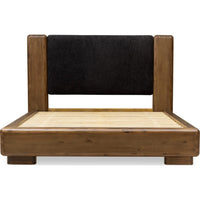 Boka Chenille Upholstered Acacia Wood Platform Bed