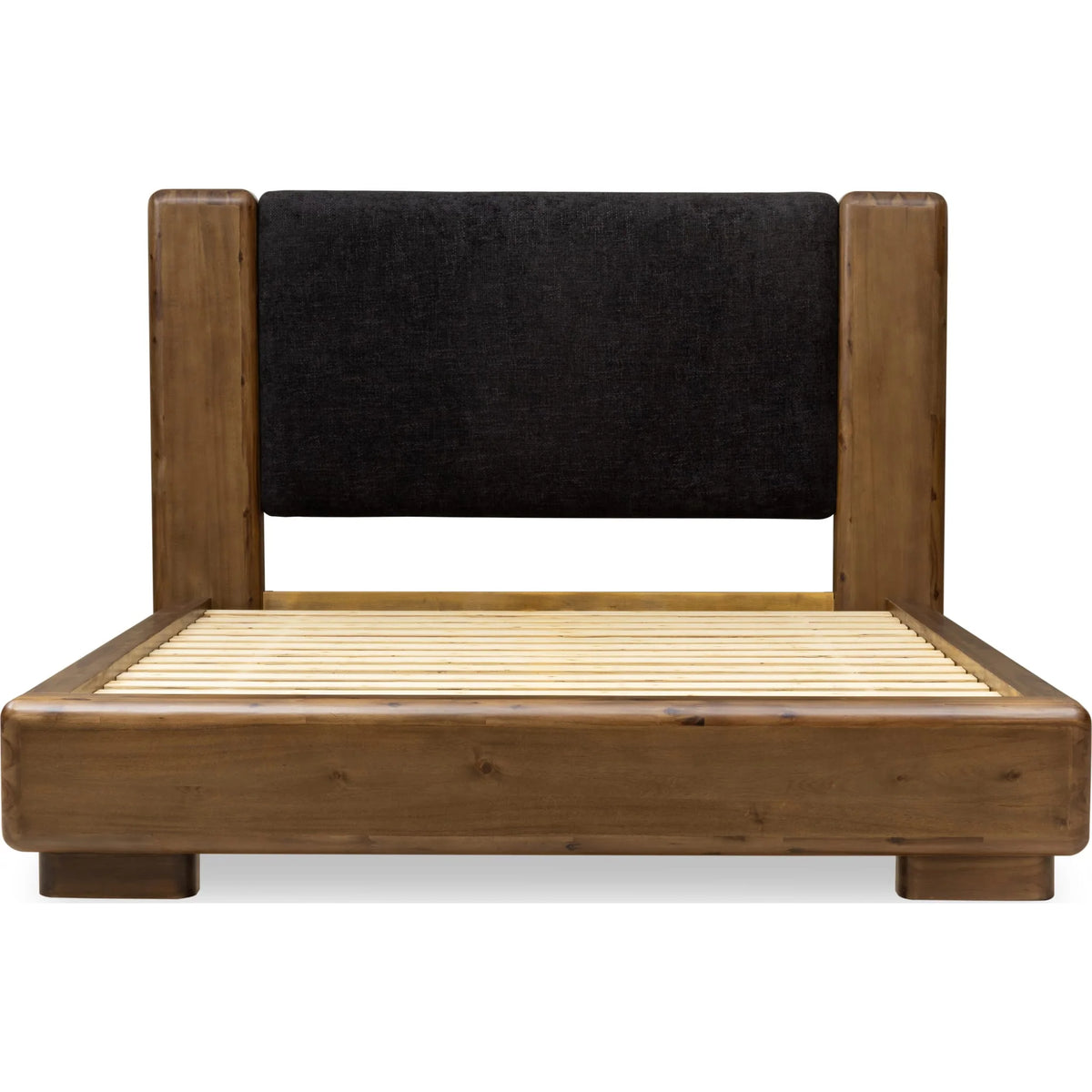 Boka Chenille Upholstered Acacia Wood Platform Bed