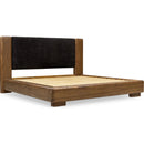 Boka Chenille Upholstered Acacia Wood Platform Bed