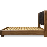 Boka Chenille Upholstered Acacia Wood Platform Bed
