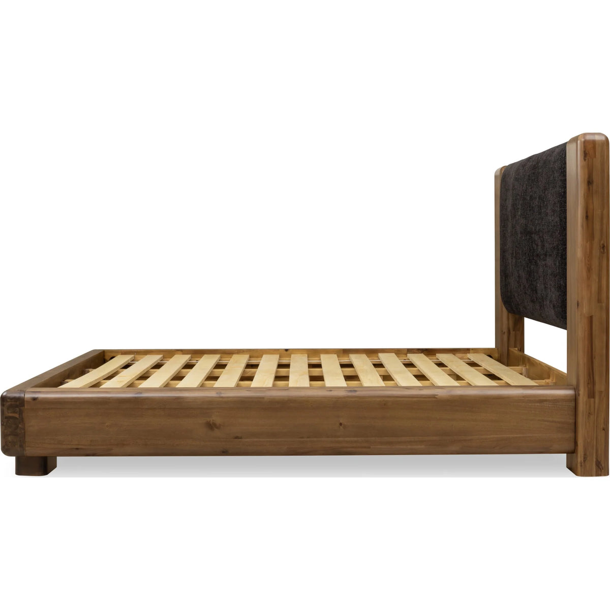Boka Chenille Upholstered Acacia Wood Platform Bed
