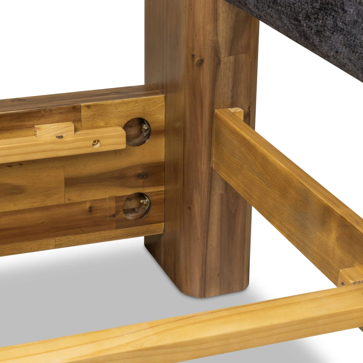 Boka Chenille Upholstered Acacia Wood Platform Bed