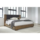 Boka Chenille Upholstered Acacia Wood Platform Bed