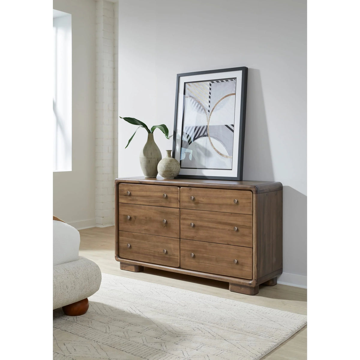 Six-Drawer Acacia Wood Dresser in Impala Finish - Boka Series