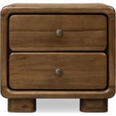 Two-Drawer Acacia Wood Nightstand in Impala Finish - Boka Collection