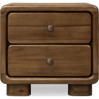 Two-Drawer Acacia Wood Nightstand in Impala Finish - Boka Collection