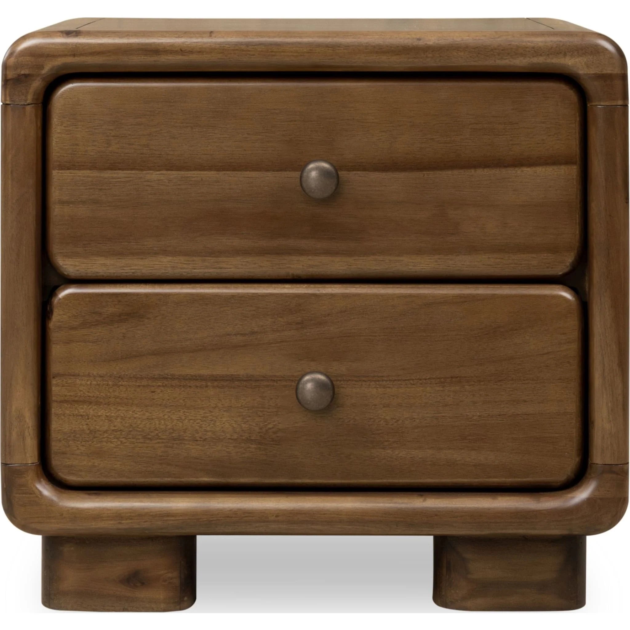 Two-Drawer Acacia Wood Nightstand in Impala Finish - Boka Collection