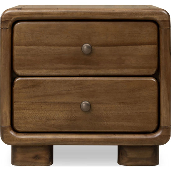Two-Drawer Acacia Wood Nightstand in Impala Finish - Boka Collection