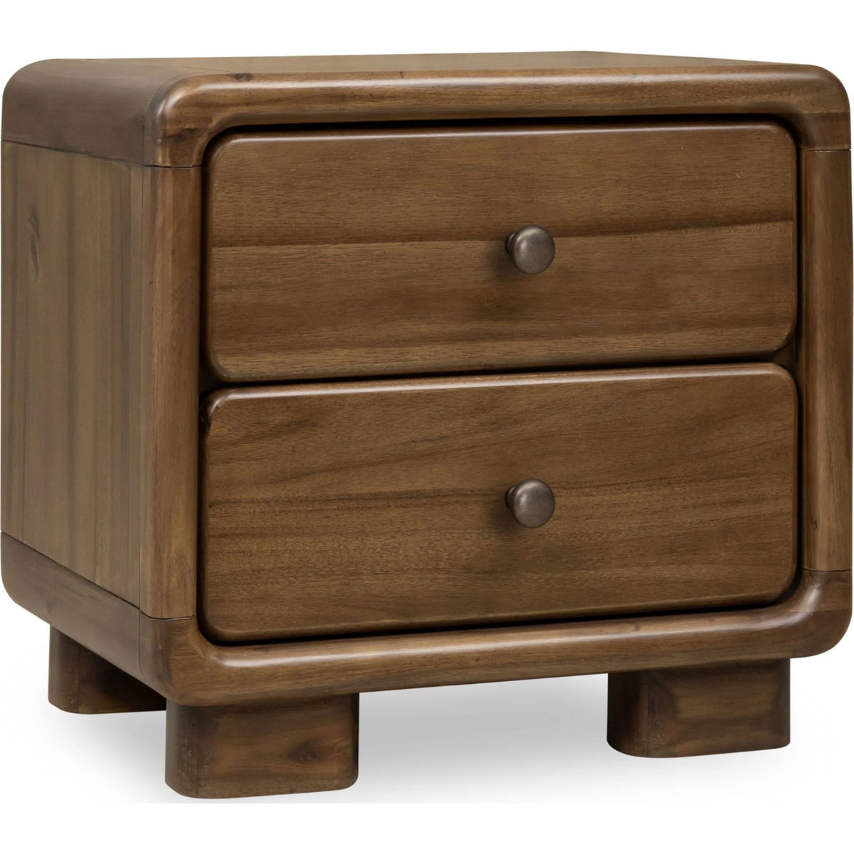 Two-Drawer Acacia Wood Nightstand in Impala Finish - Boka Collection
