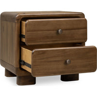 Two-Drawer Acacia Wood Nightstand in Impala Finish - Boka Collection