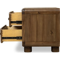 Two-Drawer Acacia Wood Nightstand in Impala Finish - Boka Collection