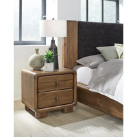Two-Drawer Acacia Wood Nightstand in Impala Finish - Boka Collection