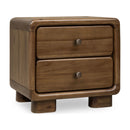 Two-Drawer Acacia Wood Nightstand in Impala Finish - Boka Collection