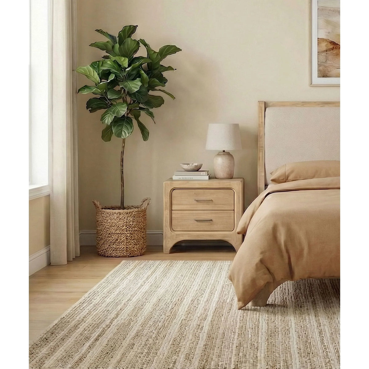 Brentwood 2-Drawer Nightstand with Cord Management in Brioche