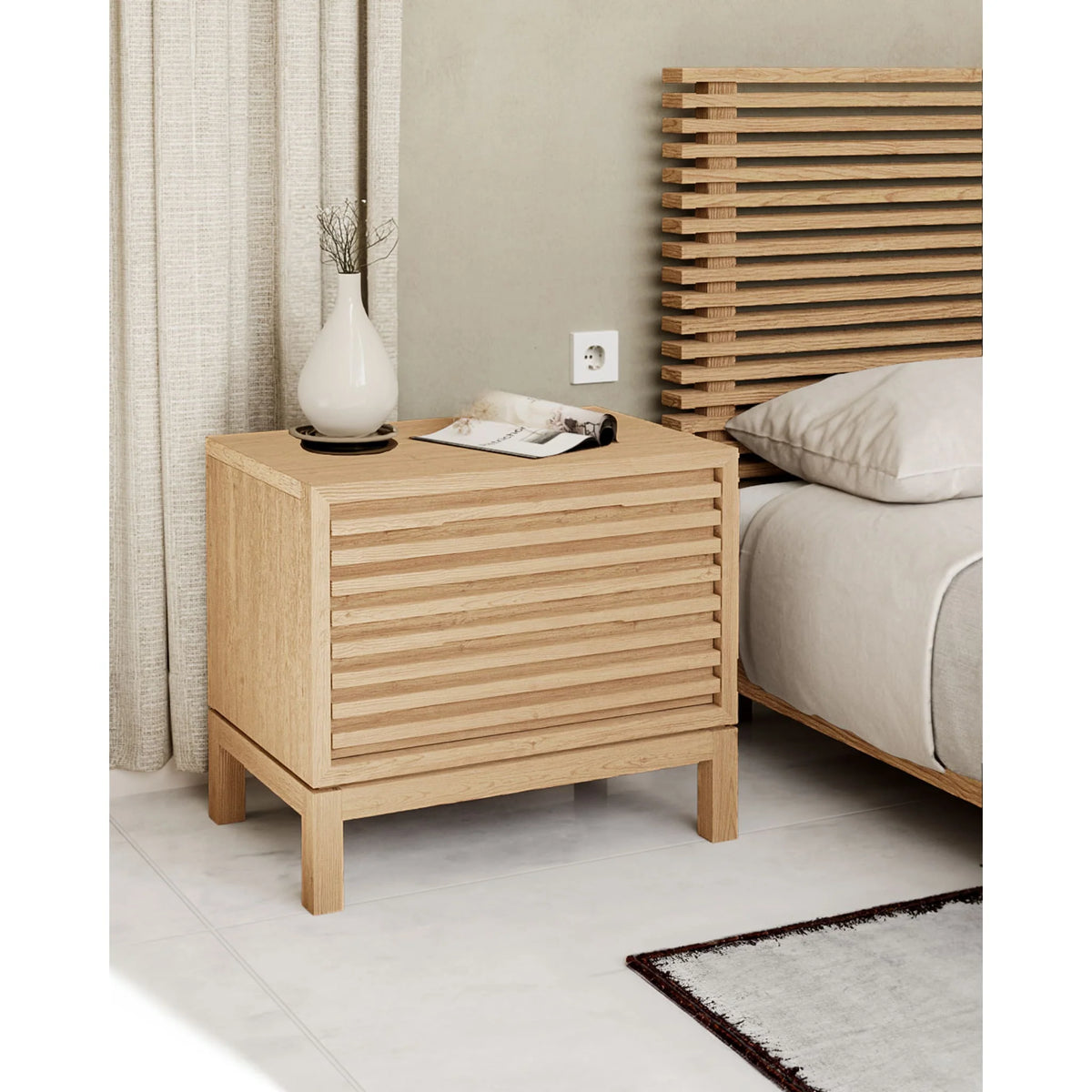 Tanner 2-Drawer Ash Wood Nightstand – Flaxen