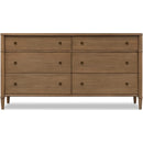 Whitmore 68” Six-Drawer Dresser – Claystone Honey Wood
