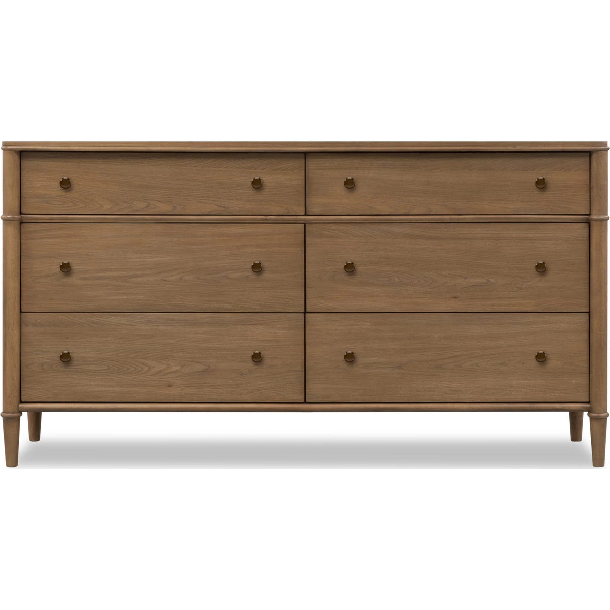 Whitmore 68” Six-Drawer Dresser – Claystone Honey Wood