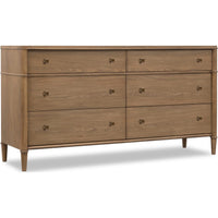 Whitmore 68” Six-Drawer Dresser – Claystone Honey Wood