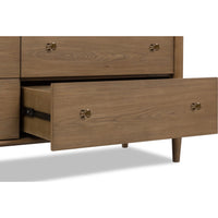 Whitmore 68” Six-Drawer Dresser – Claystone Honey Wood