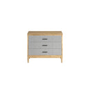 Loft 3-Drawer Fabric Bedside Chest – Natural Maple & Gray