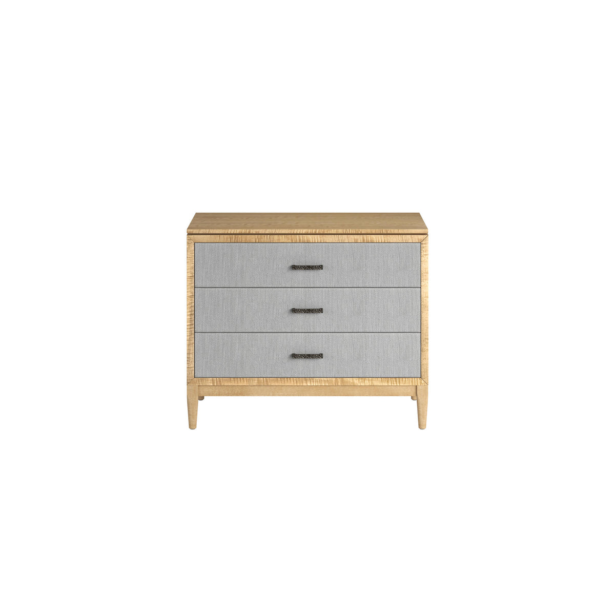 Loft 3-Drawer Fabric Bedside Chest – Natural Maple & Gray