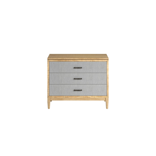 Loft 3-Drawer Fabric Bedside Chest – Natural Maple & Gray