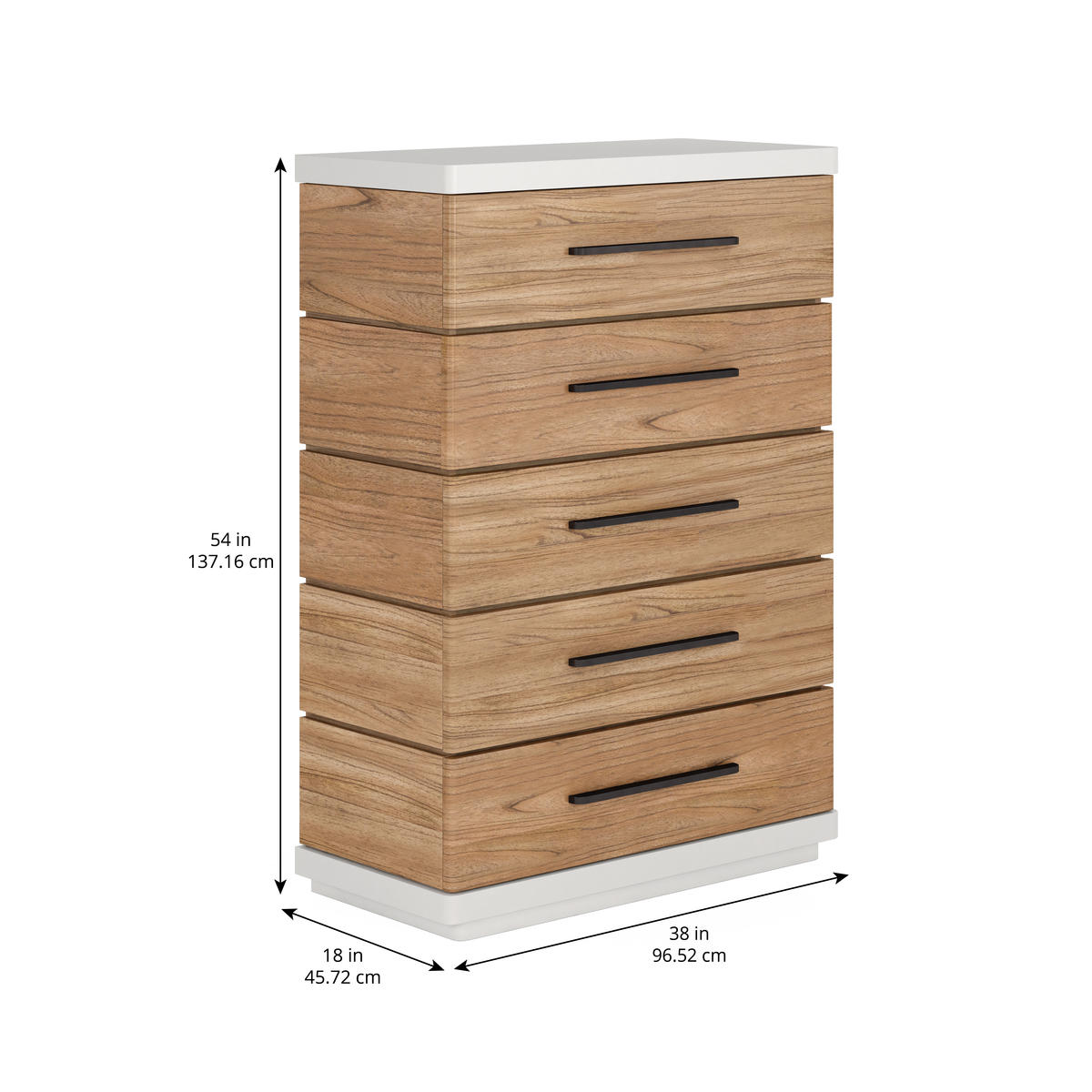 Portico Five-Drawer Chest – Sienna & White