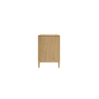 Loft 3-Drawer Fabric Bedside Chest – Natural Maple & Gray