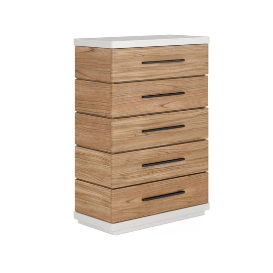 Portico Five-Drawer Chest – Sienna & White