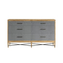 Loft 6-Drawer Fabric Dresser – Natural Maple & Gray