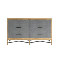 Loft 6-Drawer Fabric Dresser – Natural Maple & Gray
