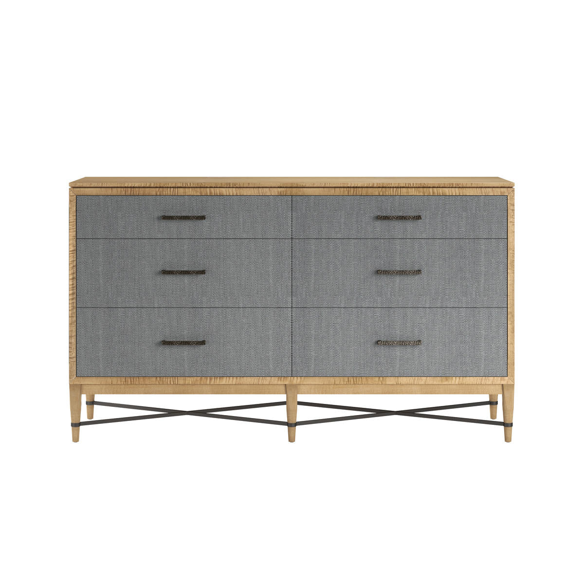 Loft 6-Drawer Fabric Dresser – Natural Maple & Gray