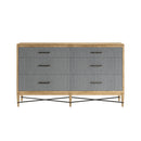 Loft 6-Drawer Fabric Dresser – Natural Maple & Gray