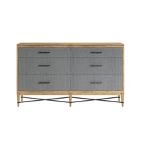Loft 6-Drawer Fabric Dresser – Natural Maple & Gray