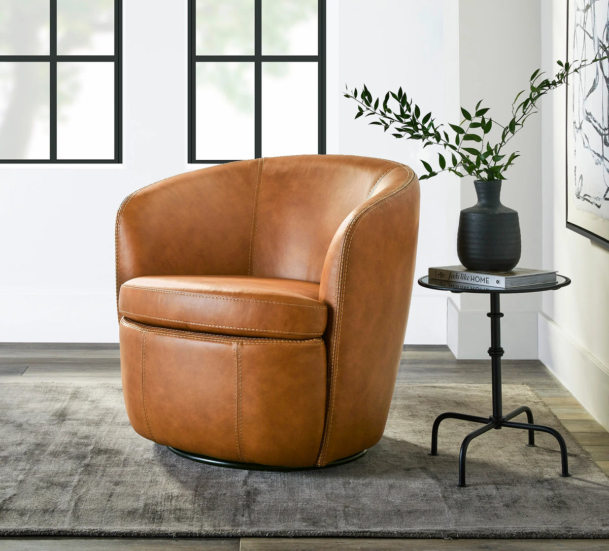 Barolo Genuine Leather Swivel Club Chair