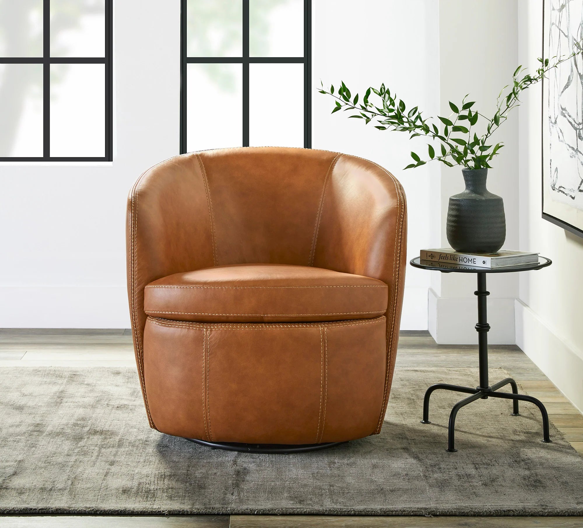 Barolo Genuine Leather Swivel Club Chair