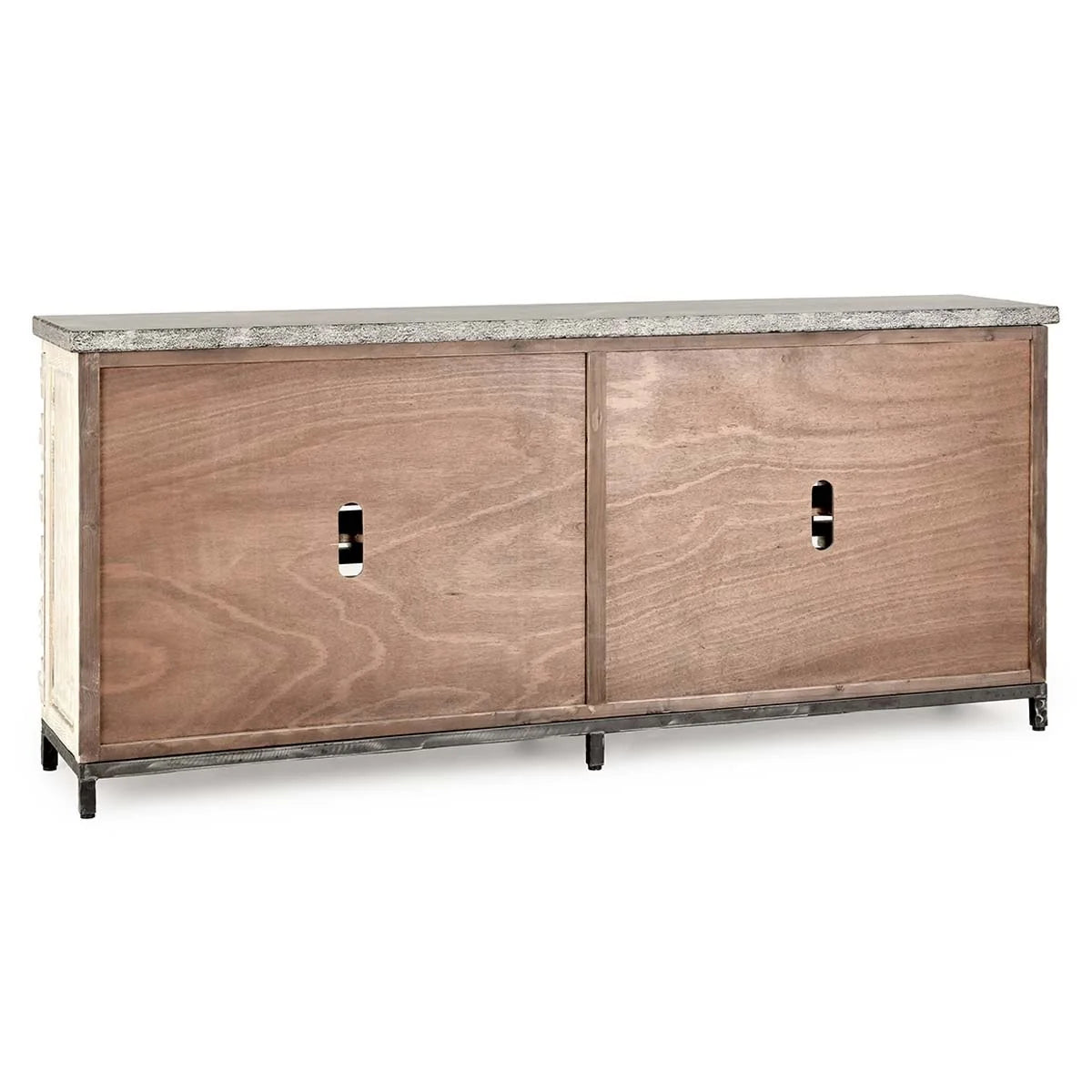 Virginia 4-Door Reclaimed Pine Cabinet with Blue Stone Top – Timeworn Cream