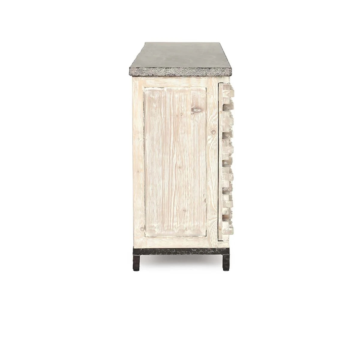 Virginia 4-Door Reclaimed Pine Cabinet with Blue Stone Top – Timeworn Cream