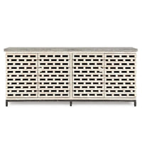 Virginia 4-Door Reclaimed Pine Cabinet with Blue Stone Top – Timeworn Cream