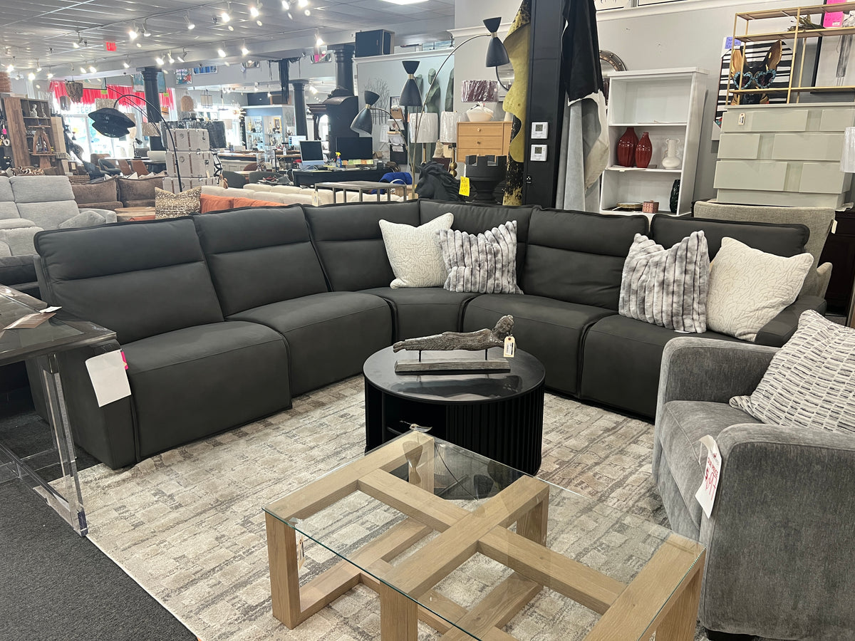 Power Reclining Leather Sectional with Power Headrests Adell Series