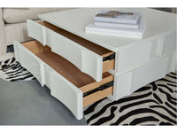 Portico Square Coffee and Cocktail Table with Two Storage Drawers – White Stucco