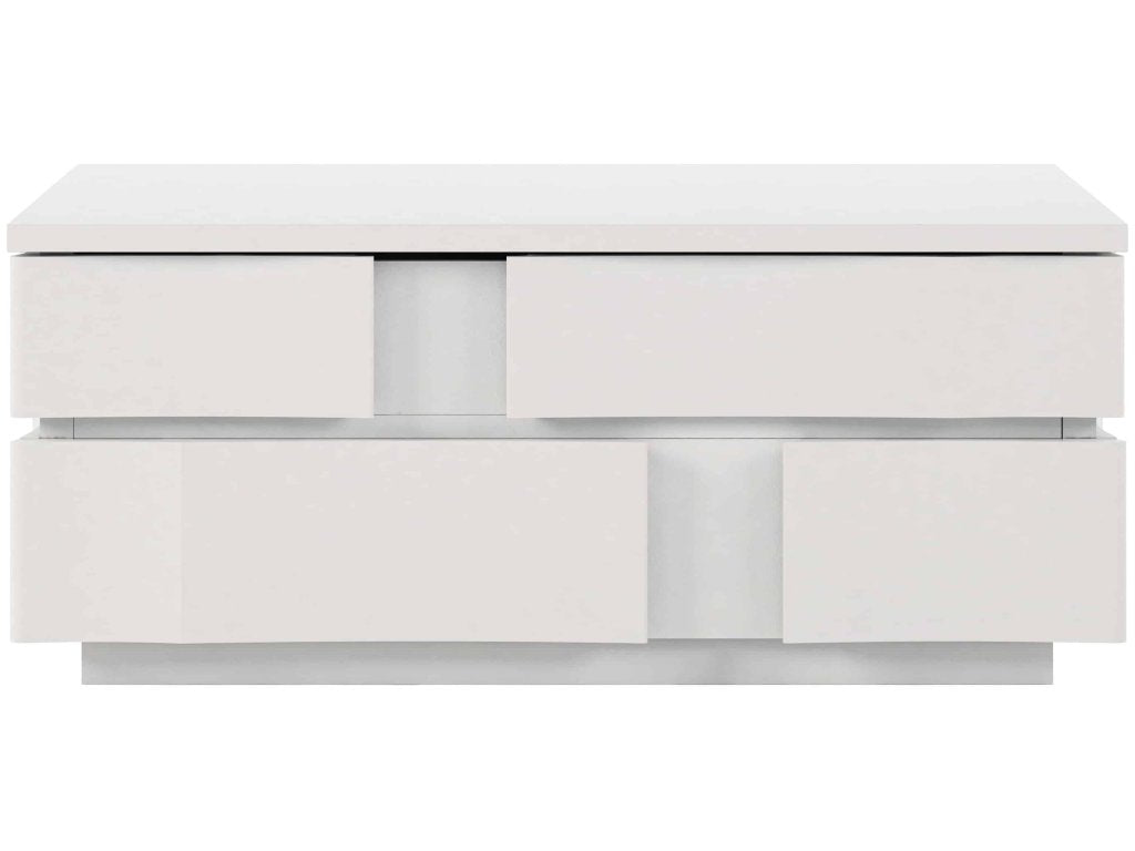 Portico Square Coffee and Cocktail Table with Two Storage Drawers – White Stucco