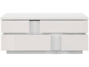 Portico Square Coffee and Cocktail Table with Two Storage Drawers – White Stucco