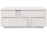 Portico Square Coffee and Cocktail Table with Two Storage Drawers – White Stucco