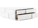 Portico Square Coffee and Cocktail Table with Two Storage Drawers – White Stucco