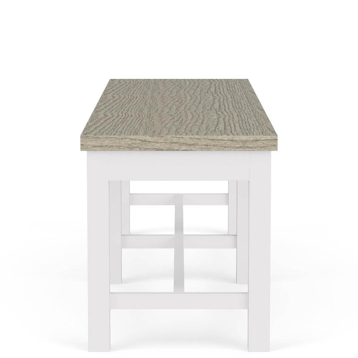 Cora 63" Dining Bench – Weathered Taupe & White