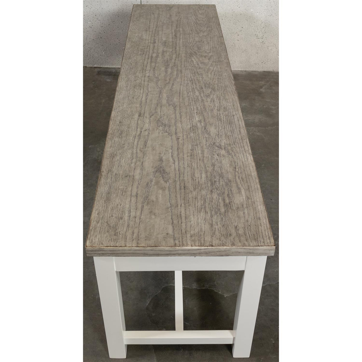 Cora 63" Dining Bench – Weathered Taupe & White