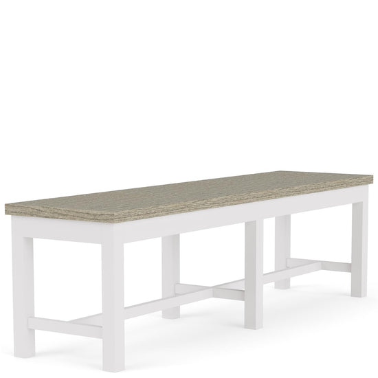 Cora 63" Dining Bench – Weathered Taupe & White