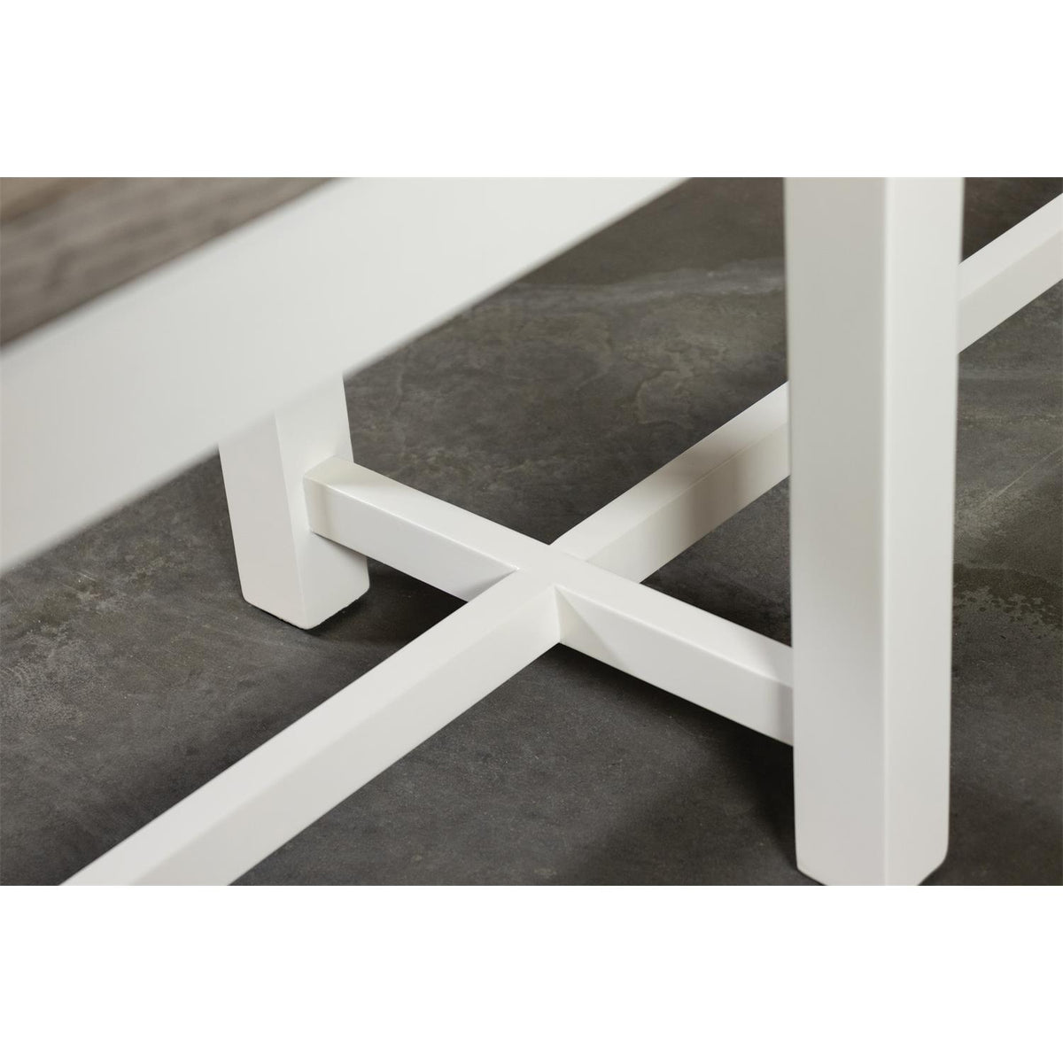Cora 63" Dining Bench – Weathered Taupe & White